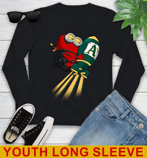 MLB Baseball Oakland Athletics Deadpool Minion Marvel Shirt Youth Long Sleeve