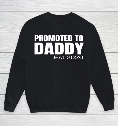 Father's Day Funny Gift Ideas Apparel  Funny New Dad Baby Gift  Promoted To Daddy Est 2020 print T Youth Sweatshirt