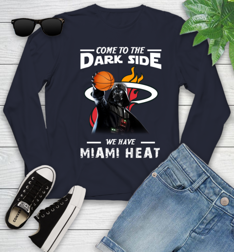 NBA Come To The Dark Side We Have Miami Heat Star Wars Darth Vader Basketball Youth Long Sleeve 2