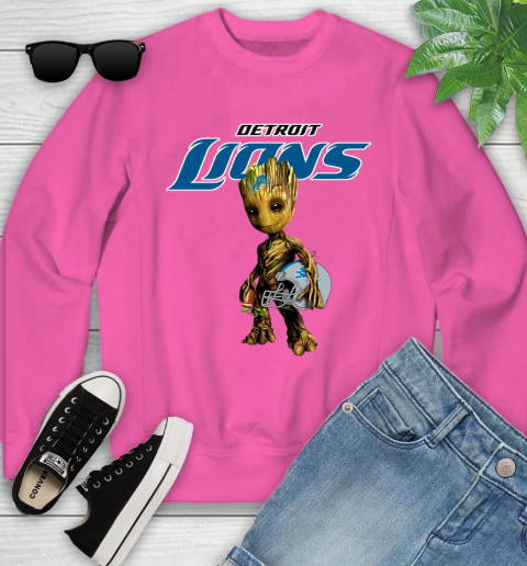 Detroit Lions NFL Football Groot Marvel Guardians Of The Galaxy Youth Sweatshirt 7