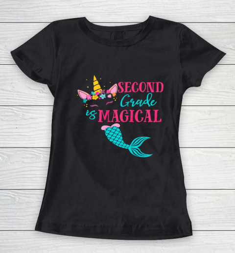 Second Grade Unicorn Mermaid Back To School Girls 2nd Grade Women's T-Shirt