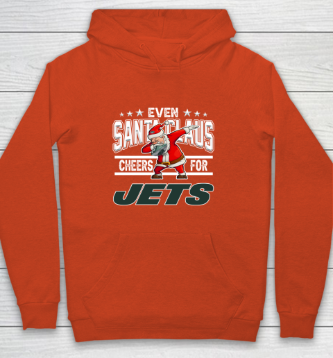 New York Jets Even Santa Claus Cheers For Christmas NFL Youth Hoodie 3
