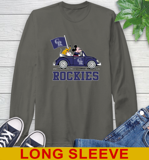 MLB Baseball Colorado Rockies Pluto Mickey Driving Disney Shirt Long Sleeve T-Shirt 8