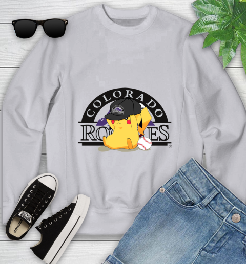 MLB Pikachu Baseball Sports Colorado Rockies Youth Sweatshirt 4