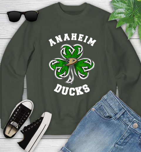 NHL Anaheim Ducks Three Leaf Clover St Patrick's Day Hockey Sports Youth Sweatshirt 10 NHL Anaheim Ducks Three Leaf Clover St Patrick's Day Hockey Sports Youth Sweatshirt - Image 10