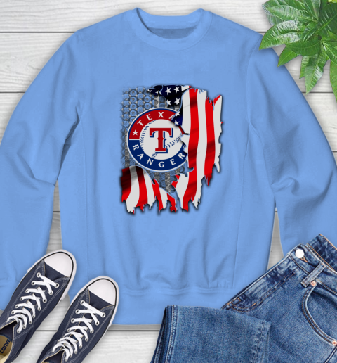 Texas Rangers MLB Baseball American Flag Sweatshirt 11