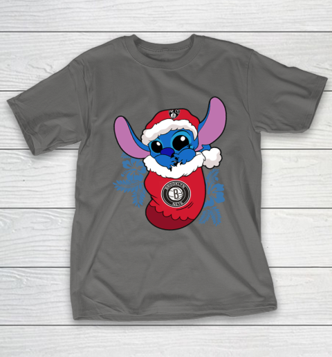Brooklyn Nets Christmas Stitch In The Sock Funny Disney NBA T-Shirt 9