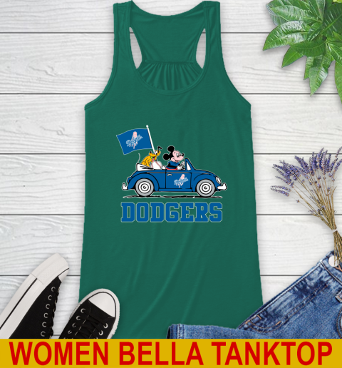 MLB Baseball Los Angeles Dodgers Pluto Mickey Driving Disney Shirt Racerback Tank 7