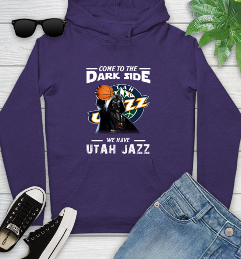 NBA Come To The Dark Side We Have Utah Jazz Star Wars Darth Vader Basketball Youth Hoodie 5