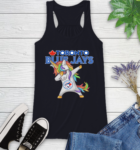 Toronto Blue Jays MLB Baseball Funny Unicorn Dabbing Sports Racerback Tank 10