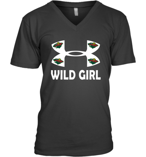 NHL Minnesota Wild Girl Under Armour Hockey Sports jDR67npOERW v neck unisex 8 95 151514 front black