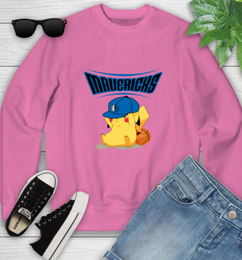 NBA Pikachu Basketball Sports Dallas Mavericks Youth Sweatshirt 7