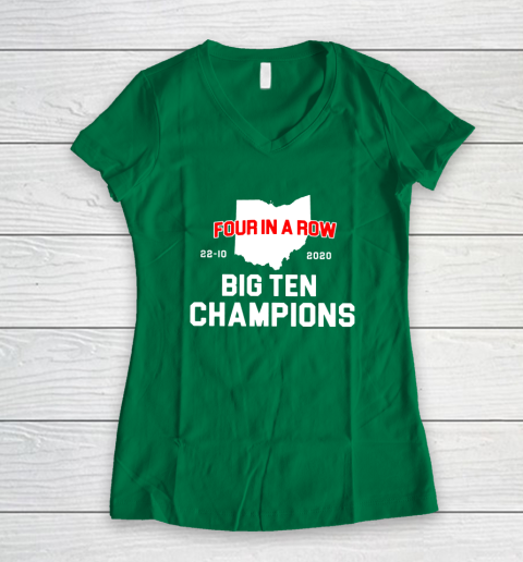 Big Ten Champions Four in a Row 2020 Women's V-Neck T-Shirt 3