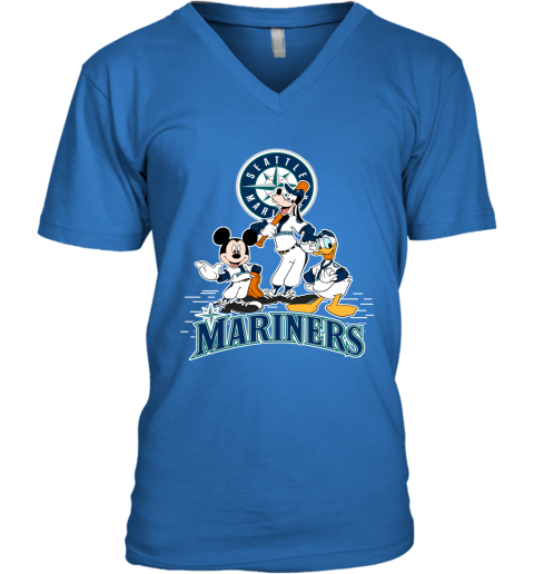 Baseball Mickey Team Seattle Mariners Women's V-Neck T-Shirt 