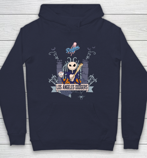 MLB Los Angeles Dodgers Baseball Jack Skellington Halloween Hoodie 2