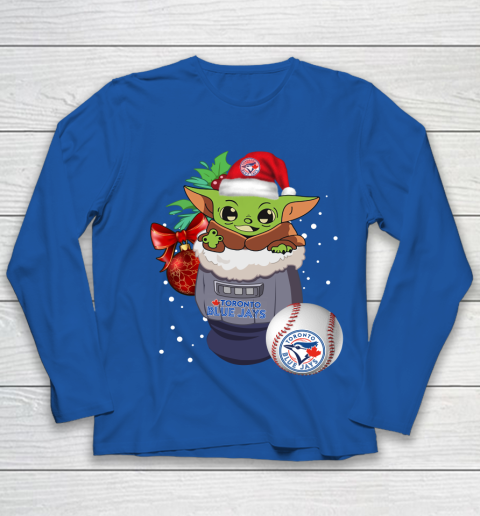 Toronto Blue Jays Christmas Baby Yoda Star Wars Funny Happy MLB Youth Long Sleeve 9