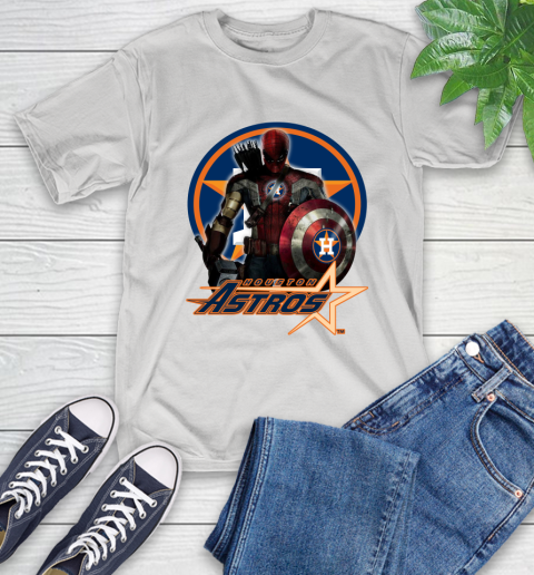 MLB Captain America Thor Spider Man Hawkeye Avengers Endgame Baseball Houston Astros T-Shirt