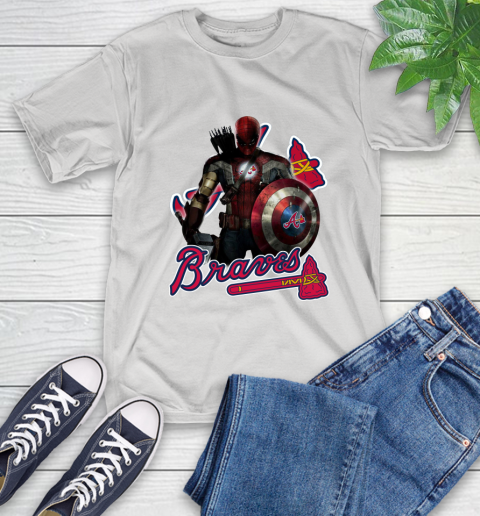 MLB Captain America Thor Spider Man Hawkeye Avengers Endgame Baseball Atlanta Braves T-Shirt