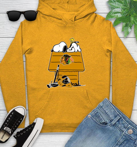 Chicago Blackhawks NHL Hockey Snoopy Woodstock The Peanuts Movie Youth Hoodie 3