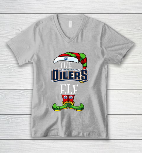 Edmonton Oilers Christmas ELF Funny NHL V-Neck T-Shirt 3