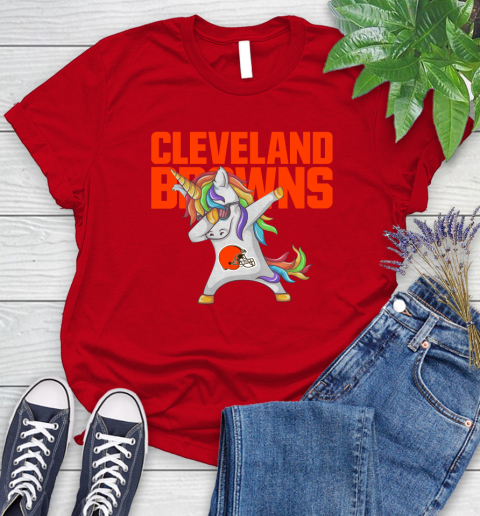 Cleveland Browns NFL Football Funny Unicorn Dabbing Sports Women's T-Shirt 9