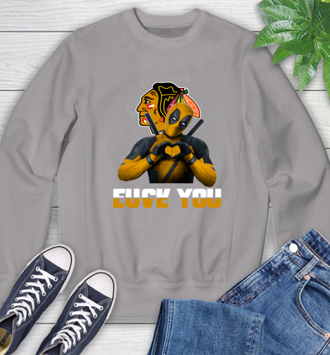 NHL Chicago Blackhawks Deadpool Love You Fuck You Hockey Sports Sweatshirt 5