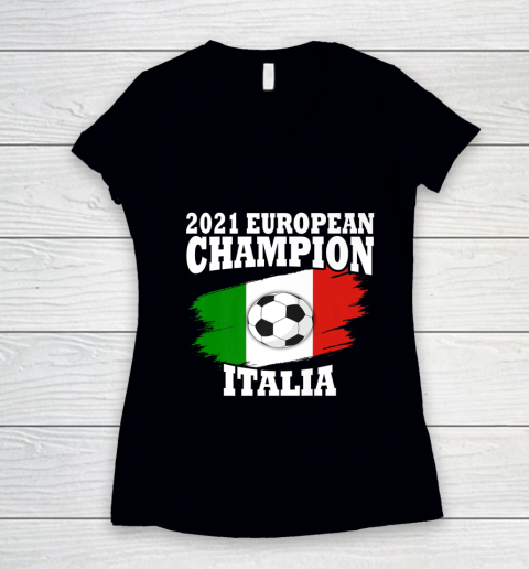 Italy Jersey Soccer Champions Euro 2021 Italia Women's V-Neck T-Shirt
