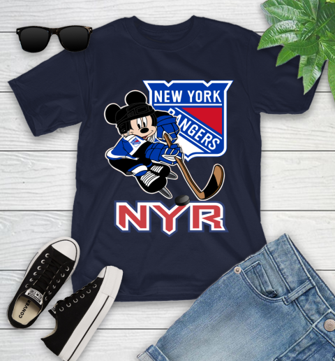NHL New York Rangers Mickey Mouse Disney Hockey T Shirt Youth T-Shirt 15
