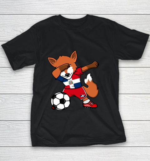 Dabbing Fox Dominican Republic Soccer Fans Jersey Football Youth T-Shirt