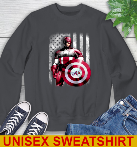 Atlanta Braves MLB Baseball Captain America Marvel Avengers American Flag Shirt Sweatshirt - Image 8