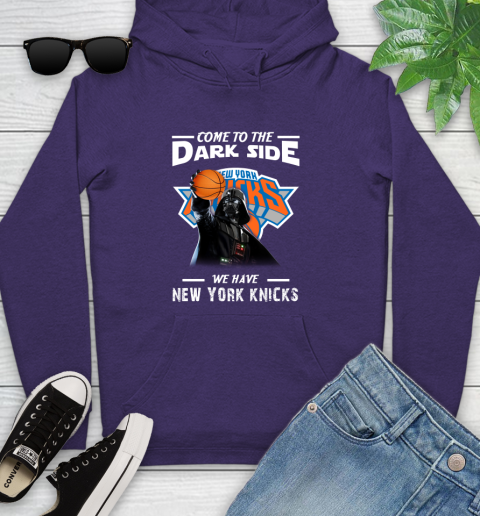 NBA Come To The Dark Side We Have New York Knicks Star Wars Darth Vader Basketball Youth Hoodie 5