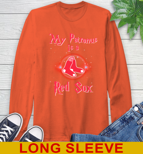 MLB Baseball Harry Potter My Patronus Is A Boston Red Sox Long Sleeve T-Shirt 4
