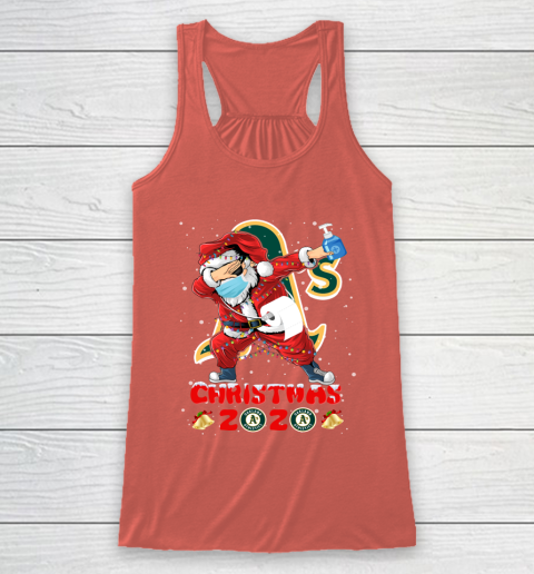 Oakland Athletics Funny Santa Claus Dabbing Christmas 2020 MLB Racerback Tank 3