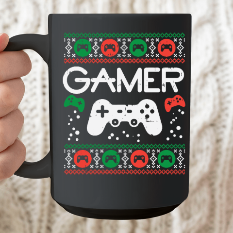 Gamer Ugly Christmas Sweater Retro Video Game Xmas Ceramic Mug 15oz