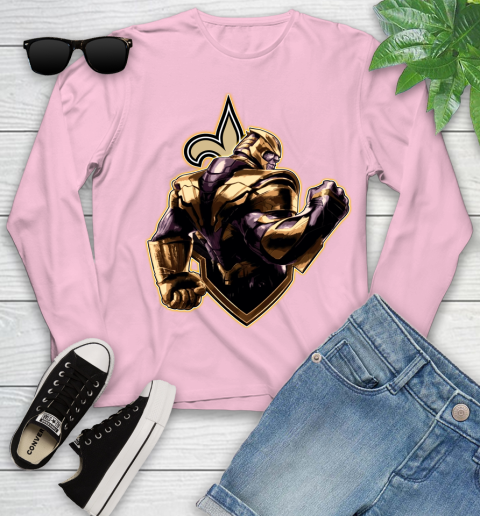 NFL Thanos Avengers Endgame Football Sports New Orleans Saints Youth Long Sleeve 10