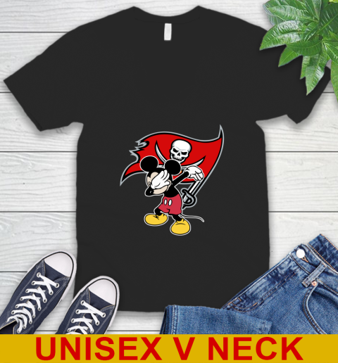 Tampa Bay Buccaneers NFL Football Dabbing Mickey Disney Sports V-Neck T-Shirt 2