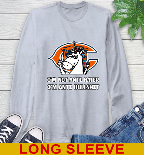Chicago Bears NFL Football Unicorn I'm Not Anti Hater I'm Anti Bullshit Long Sleeve T-Shirt 6