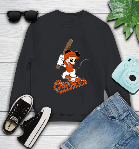 MLB Baseball Baltimore Orioles Cheerful Mickey Mouse Shirt Sweatshirt