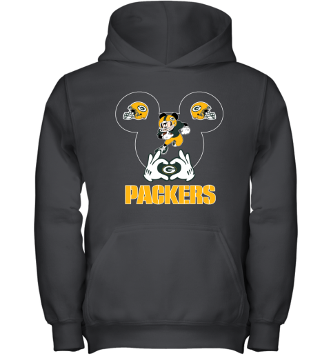 I Love The Packers Mickey Mouse Green Bay Packers Youth Hoodie