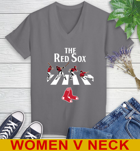MLB Baseball Boston Red Sox The Beatles Rock Band Shirt Women's V-Neck T-Shirt 11