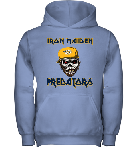 NHL Nashville Predators Iron Maiden Rock Band Music Hockey Sports xXs8ZYWWNXv youth hoodie 43 95 151514 front carolina blue