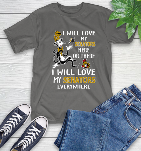 NHL Hockey Ottawa Senators I Will Love My Senators Everywhere Dr Seuss Shirt T-Shirt 11