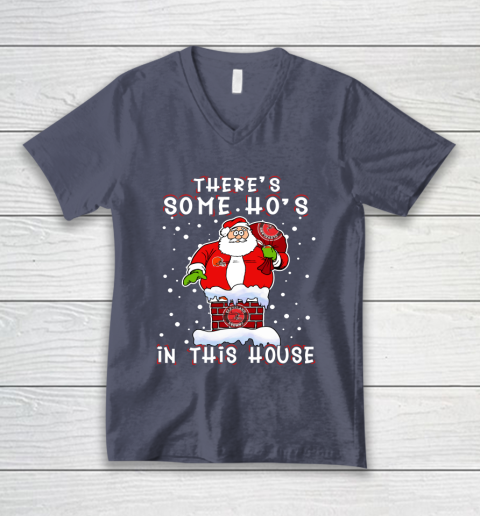 Cleveland Browns Christmas There Is Some Hos In This House Santa Stuck In The Chimney NFL V-Neck T-Shirt 7