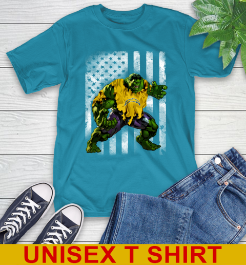 Los Angeles Chargers Hulk Marvel Avengers NFL Football American Flag T-Shirt 9