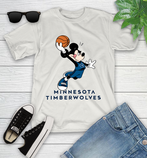 NBA Basketball Minnesota Timberwolves Cheerful Mickey Mouse Shirt Youth T-Shirt 12