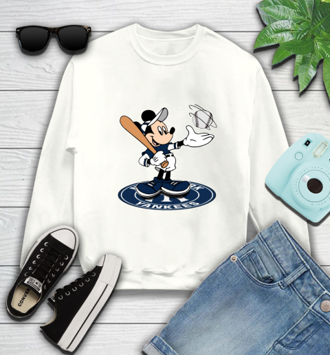 MLB Baseball New York Yankees Cheerful Mickey Disney Shirt Sweatshirt 2
