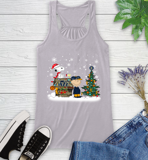 Utah Jazz NBA Basketball Christmas The Peanuts Movie Snoopy Championship Racerback Tank 4