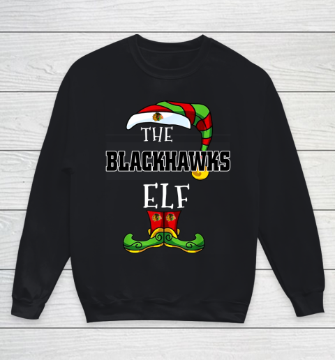 Chicago Blackhawks Christmas ELF Funny NHL Youth Sweatshirt