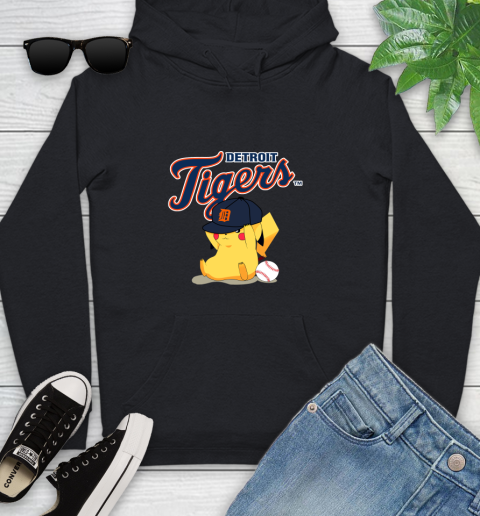 MLB Pikachu Baseball Sports Detroit Tigers Youth Hoodie 2