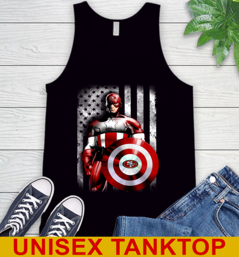 San Francisco 49ers NFL Football Captain America Marvel Avengers American Flag Shirt Tank Top